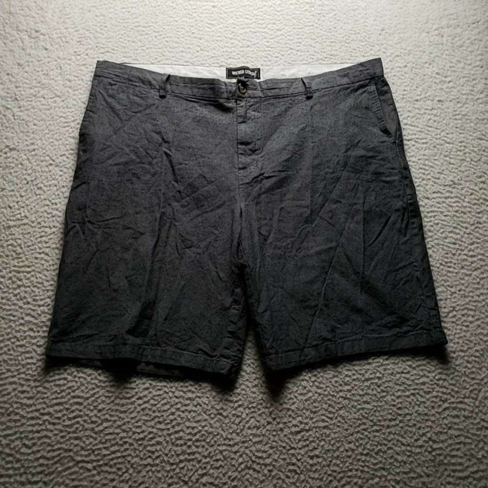 Wicked Stitch Chino Shorts Mens 42 Gray Cotton Stretch 11 Inseam Casual Summer